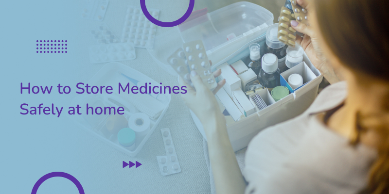 A female neatly organising medicines at home in a transparent medicine box.