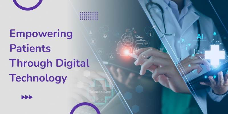 The link between digital technology and patient care is represented.